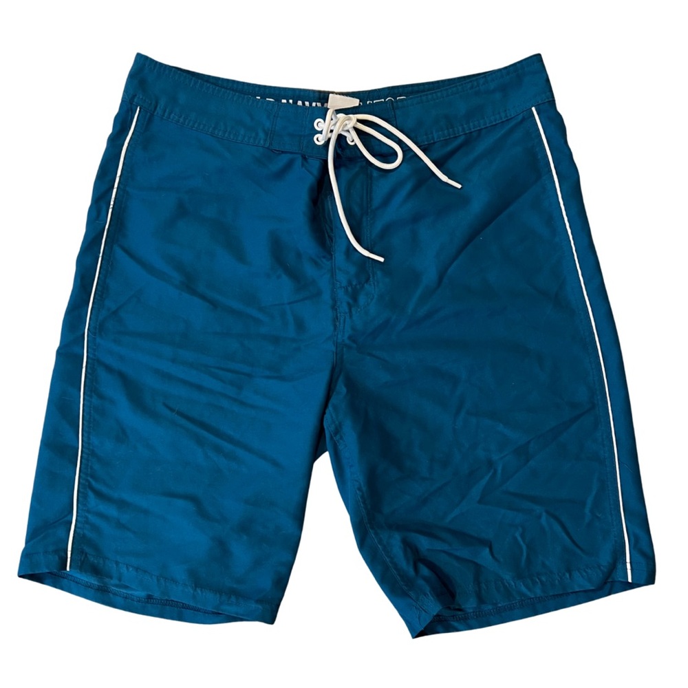 OLD NAVY CALIFORNIA Swim Trunks Board Shorts 10” Inseam Size 32 Teal Blue White